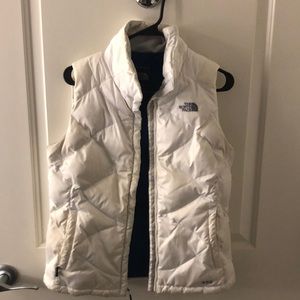White north face puffer vest